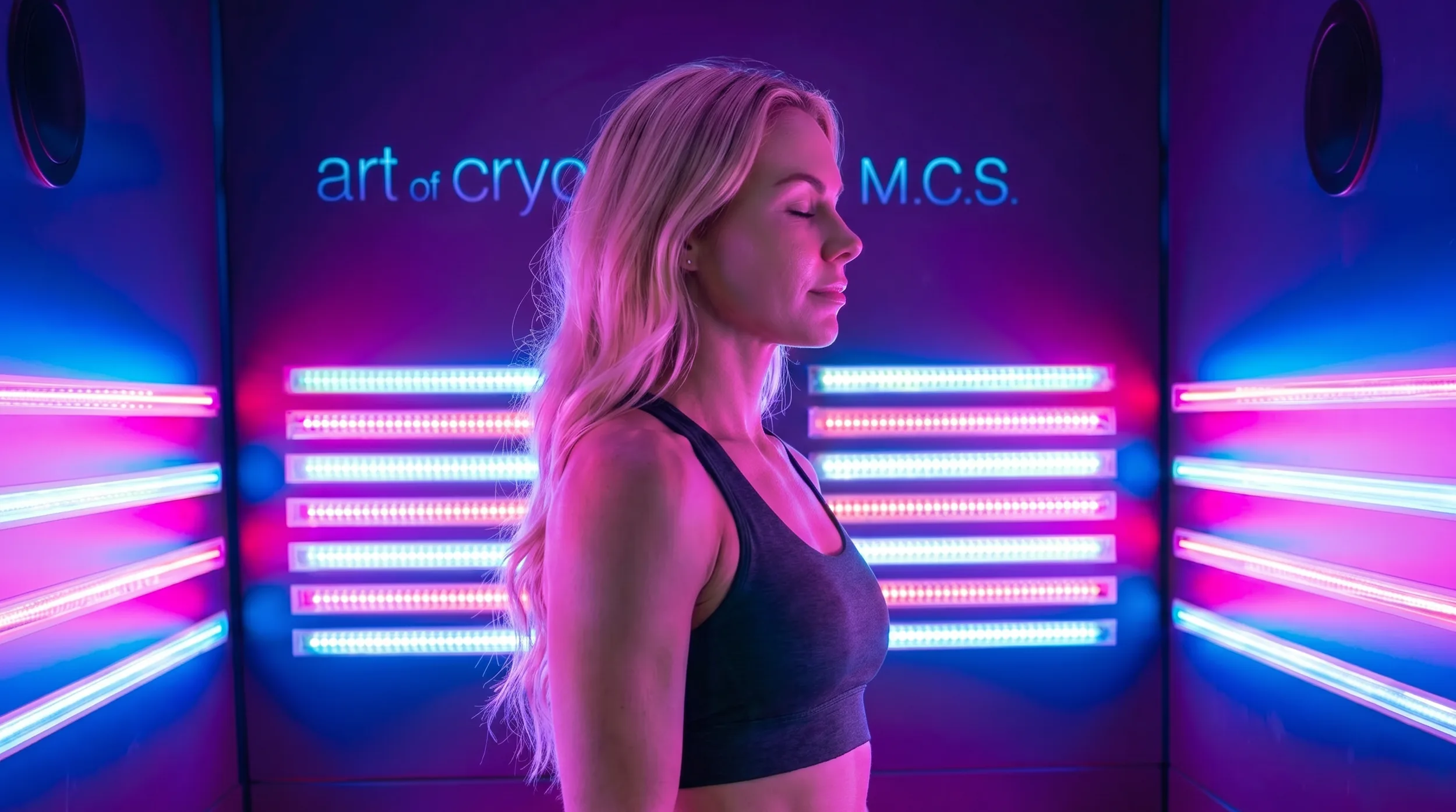 MCS Light Therapy chamber with coloured LED lights at Bluezone Mallorca