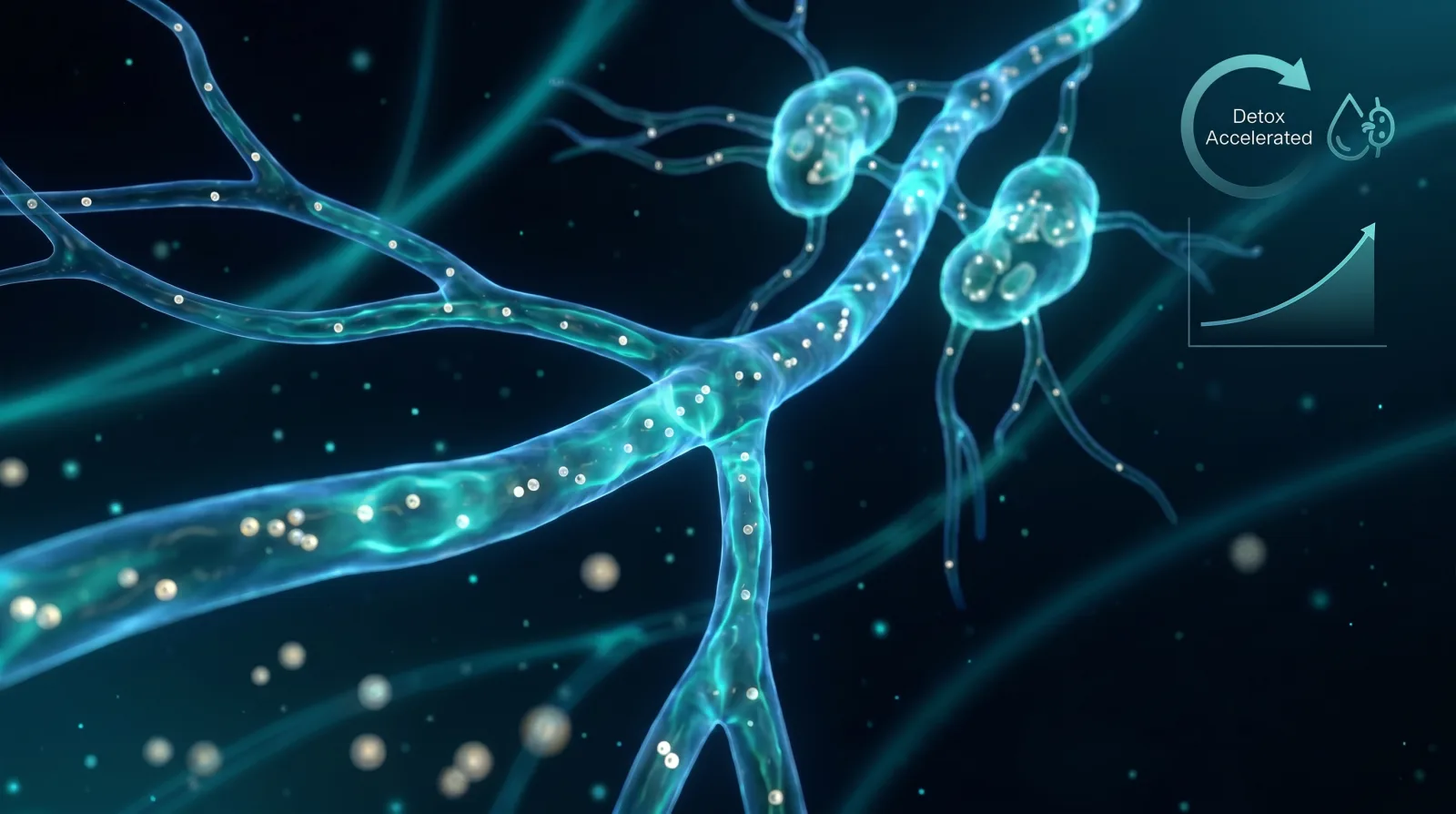 Wissenschaftliche Illustration des aktivierten Lymph- und Flüssigkeitsaustauschs bei Bluezone Mallorca